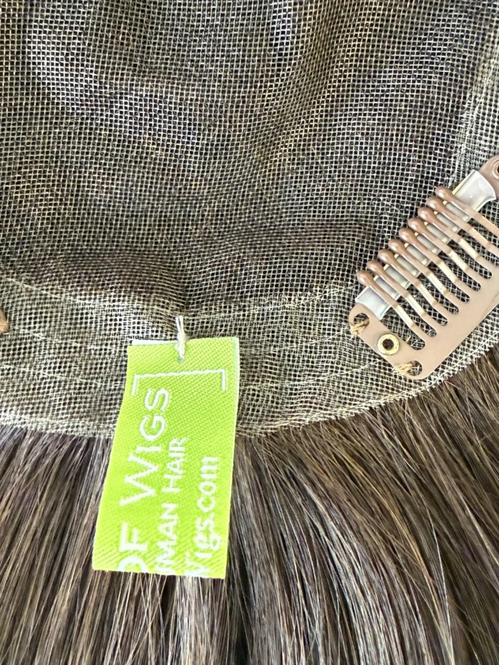 Human Hair Brown Topper, Lightweight lace base, no glue needed